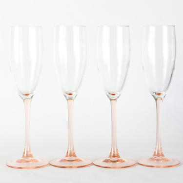 Pink Glassware, Vintage Glassware, Libbey Glassware, Champagne Glassware, Champagne Glasses, Pink Stemmed Champagne Glasses, Pink, Set of 4 