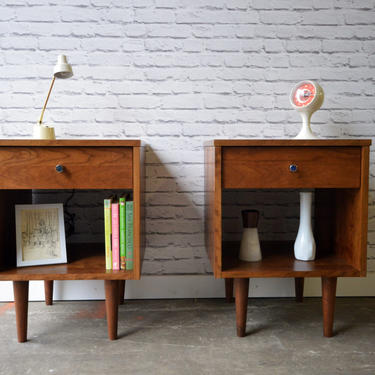 Pair of Wakefield Nightstands with drawers - Solid Cherry - Custom for Gillian 
