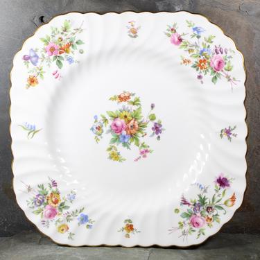 Mintons Marlow Cake Plate - Floral, Scalloped Pattern - Vintage Fine Porcelain 1938-1958 - Made in England | FREE SHIPPING 