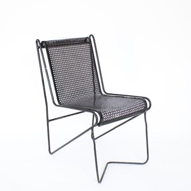 Mathieu Mategot French Black Perforated Metal Side Chair 
