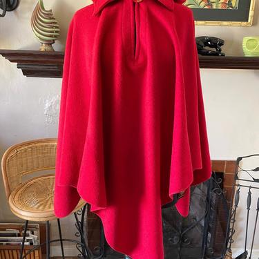 1960s Avianca Airlines Hooded Cape Airline Uniform Red Ruana 