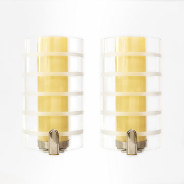 Swedish Art Deco double shade sconces by Harald Notini for Bohlmarks