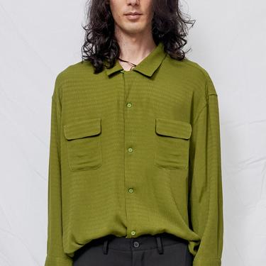 Green Jacquard Crop Pocket Shirt