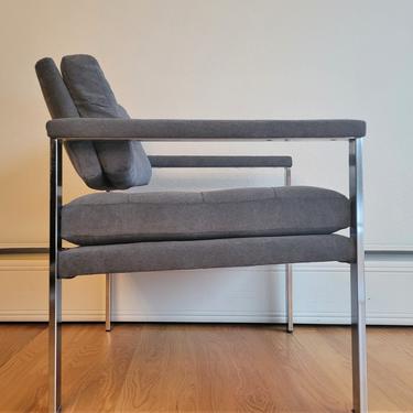 Vintage Milo Baughman Chrome Arm Lounge Chair 
