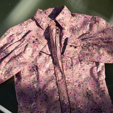 Dusty Pink Floral Western Shirt - 1950's 
