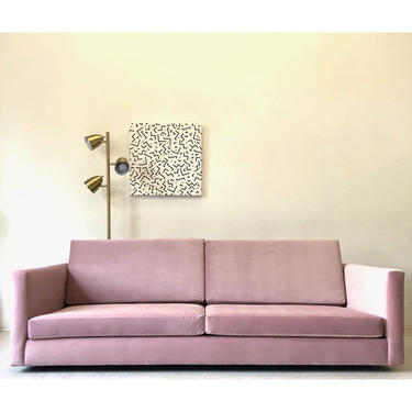 Mid Century Blush Vintage Sofa Newly Upholstered 
