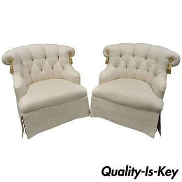 Pair of Napoleon III Tufted Slipper Lounge Chairs by Tomlinson Erwin-Lambeth