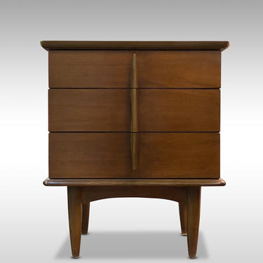 Modern United Walnut 3 Drawer Nightstand, Circa 1960s - *Please ask for a shipping quote before you buy. 
