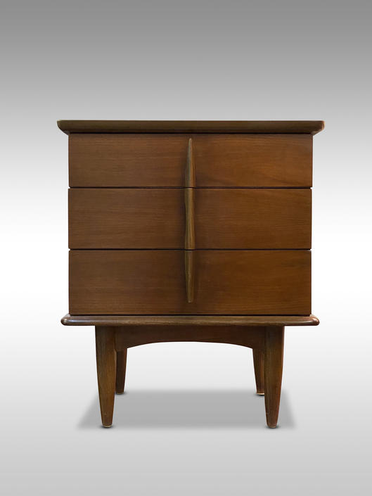 Modern United Walnut 3 Drawer Nightstand, Circa 1960s - *Please ask for a shipping quote before you buy. 