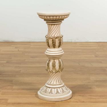 Intricate Painted Pedestal Plant Stand Column