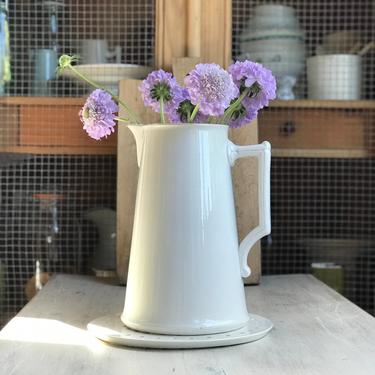 Beautiful Huge  pure white Old French Ironstone pitcher, vase 