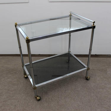 Mid Century Modern chrome, brass and glass tea / bar cart 