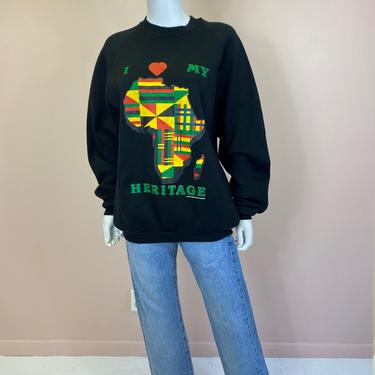 Vtg 1980s black African 'I love my heritage' graphic sweatshirt 