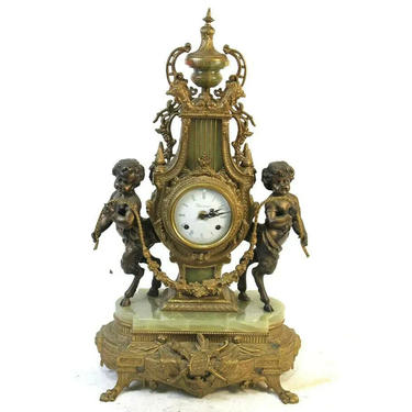 Clock, Vintage, Mantel, Gilt Brass, & Onyx, Decorative, Clock, Gorgeous!!