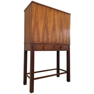 Exceptional Tage Frid Brazilian Rosewood Cabinet Having Solid Brass Galleries