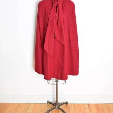 vintage 80s coat red wool cape caplet draped jacket scarf sash sherlock cloak clothing 