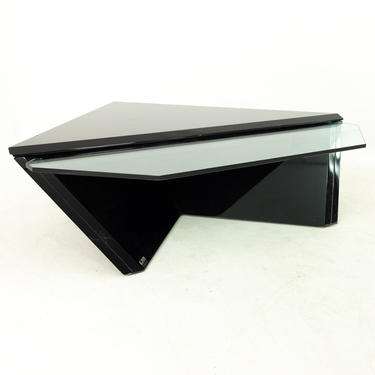 Mid Century Diamond Glass and Lacquer Coffee Table by Roger Rougier 