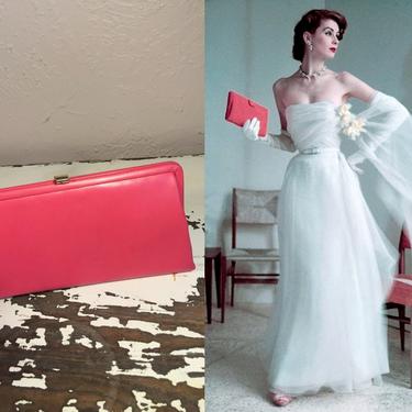 Over Her Shoulders - Vintage 1950s Bobby Jerome Cerise Pink Convertible Handbag/Clutch 