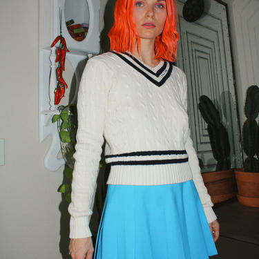 Bright Blue Pleated Mini Skirt 