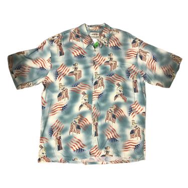 (XXL) Campia Moda Patriotic Button Up Shirt 071721 LM