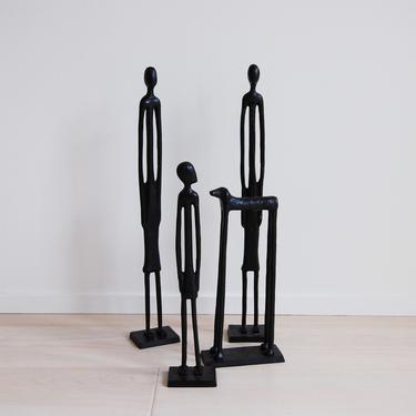 Set of Mid Century Modern Brutalist Style Family Figure Metal Sculptures 