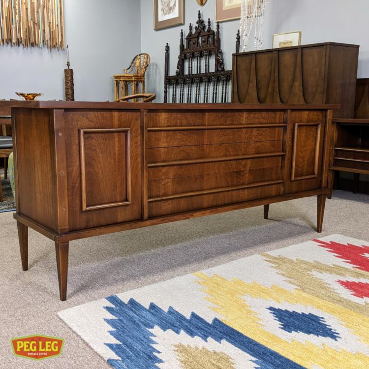 Mid-Century Modern walnut 9-drawer dresser from The Simplicité collection by Kent Coffey