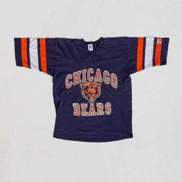 CHICAGO BEARS JERSEY Tee Vintage Graphic T-Shirt Half Sleeves Football Nfl Navy Blue Orange Sports Fan 90's Oversize / Large Extra Large 