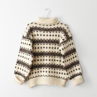 vintage Icelandic sweater, hand knit wool turtleneck, size M 