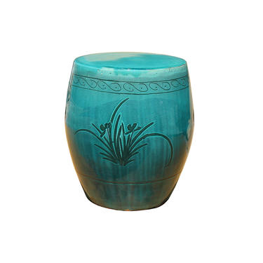 Chinese Vintage Green Glaze Round Ceramic Stool Stand cs5702S 
