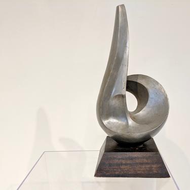Mid Century Modern Plaster and Wood Abstract Sculpture 