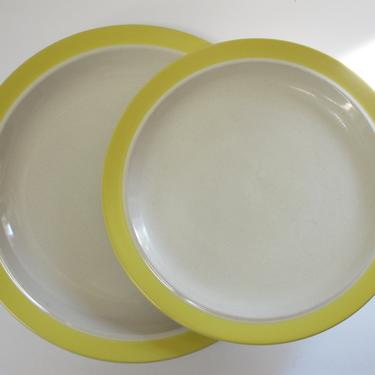Mid Century Modern Yellow Stoneware Plate Yellow Rim Dinner Plate Vintage Yellow Chop Plate Retro Yellow Korea Large Stonecrest Plates 