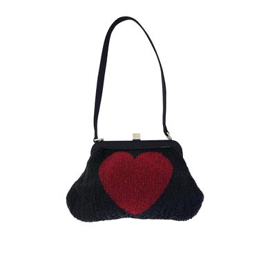 Moschino Black Heart Beaded Bag