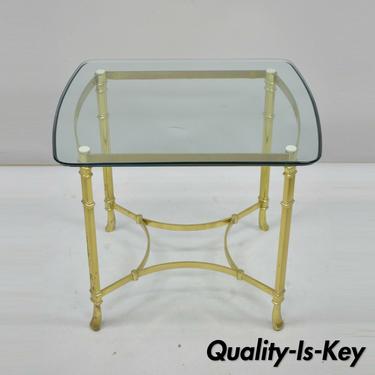 Vintage Brass and Glass Labarge Style Accent Lamp Side Table