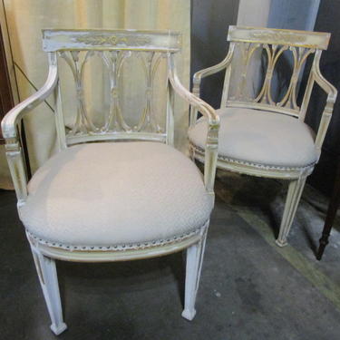 PAIR OF FRENCH PAINTED ARMCHAIRS