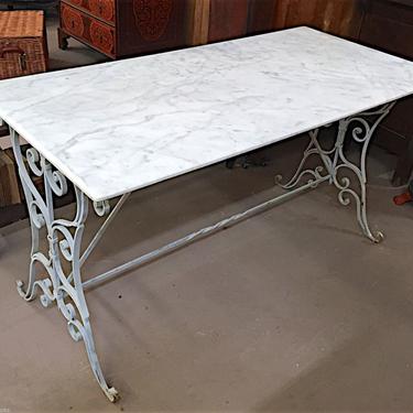 SOLD. Wrought Iron & Marble Dining Table |Patio/Pool/Garden Furniture