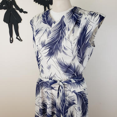 Vintage 1970's Novelty Print Dress / 70s Polyester Day Dress L/XL 