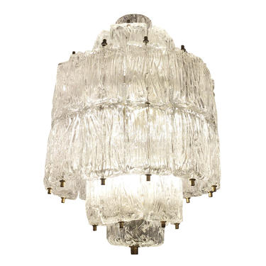 Textured Glass Barovier and Toso Chandelier, Italy, 1950’s