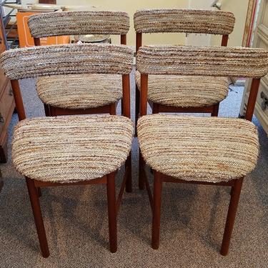 Item #P41 Set of Four Vintage Rosewood &amp; Upholstered Dining Chairs c.1960s