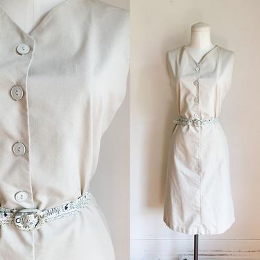 Vintage 1980s Margaret Smith Khaki Shirt Dress / M 
