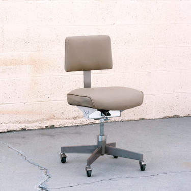 1970s Steelcase "Bassick" Steno Desk Chair, Refinished in Leather, Free U.S. Shipping