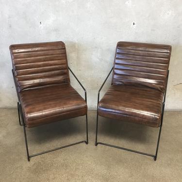 Pair of Leather &amp; Iron Chairs