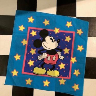 Vintage 80s Disney Mickey Mouse Square Bandana Scarf 50/50 Collectable and Unworn 