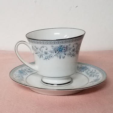 Vintage Noritake Blue Hill Footed Tea Cup and Saucer 