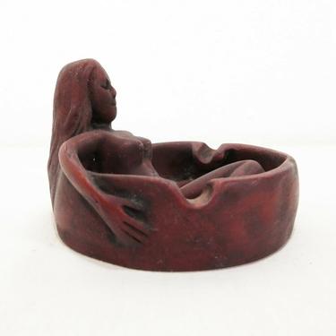 Vtg ART NOUVEAU DECO NUDE WOMAN BATHTUB ASHTRAY Coin Dish Bowl ANTIQUE Sculpture