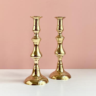 Pair of Large Brass Candlestick Holders 