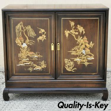 Vintage Oriental Chinese Ming Style 2 Door Hand Painted Cabinet Server Buffet