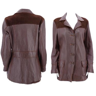 50s deerskin brown leather western jacket M-L  / vintage 1950s soft buckskin cowgirl ranch coat 40s 