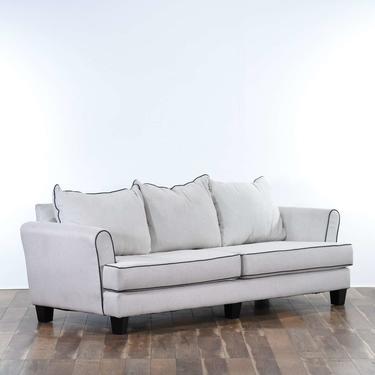 Contemporary Ivory Upholstery Sofa W Contrast Piping 