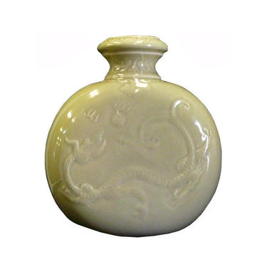 Chinese Bottle Shape Celadon Green Porcelain Dragon Round Vase cs694-6E 