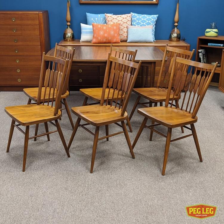 Set of 6  walnut dining chairs from the Declaration collection by Drexel